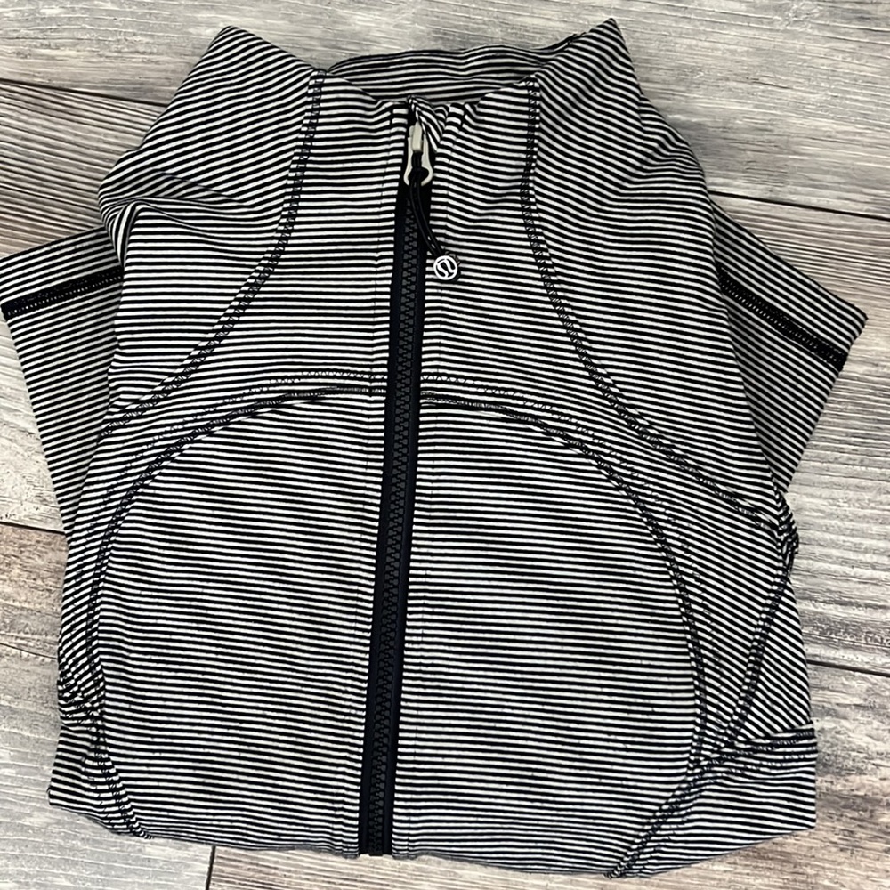 Lululemon Define Jacket. Black and nude striped. Size 6